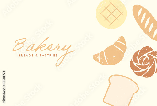 vector background with a set of breads and pastries for banners, cards, flyers, social media wallpapers, etc.