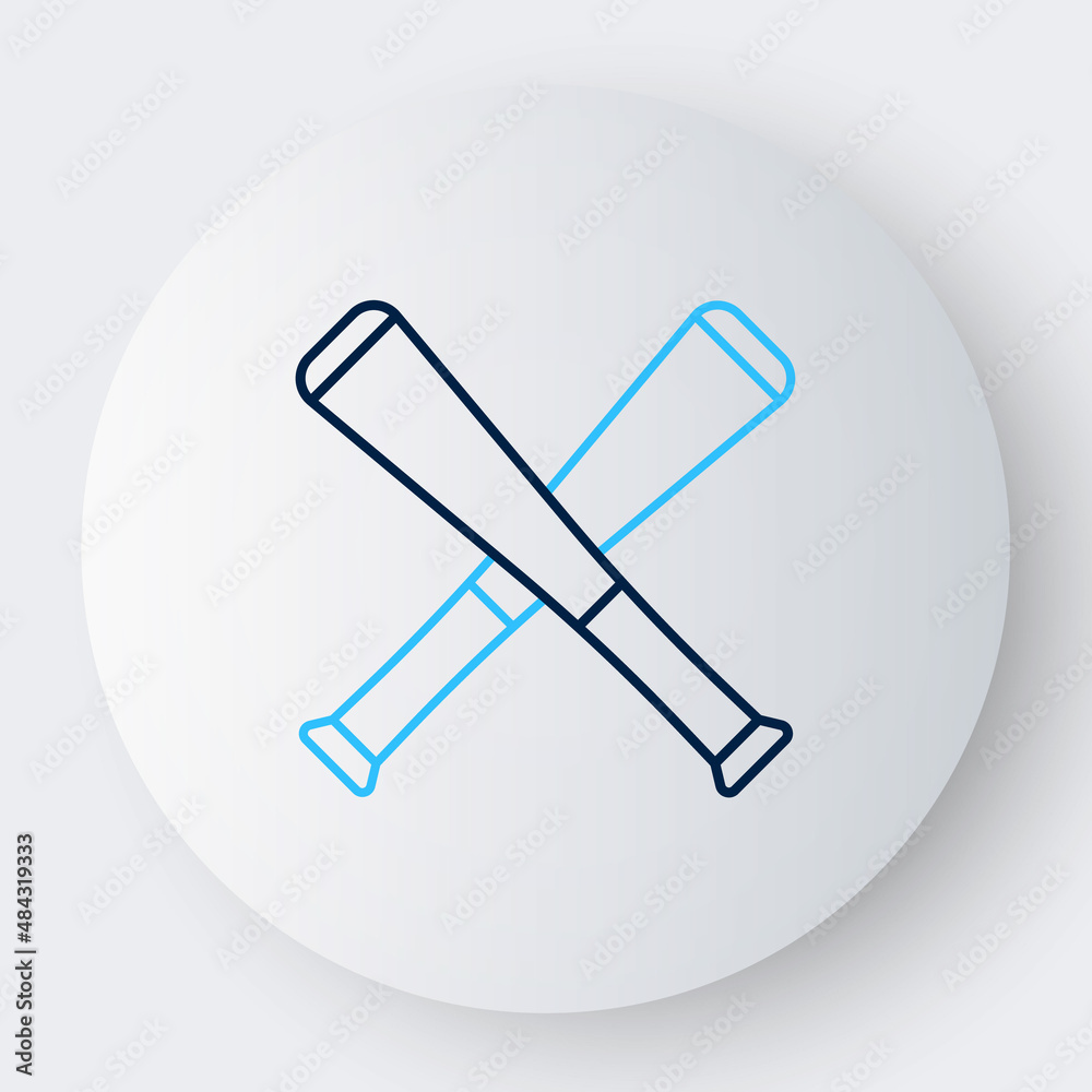 Line Crossed baseball bat icon isolated on white background. Colorful outline concept. Vector