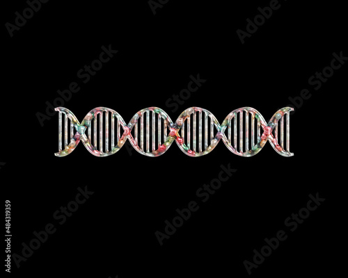 Genetic Gene Biology Beads Icon Logo Handmade Embroidery illustration