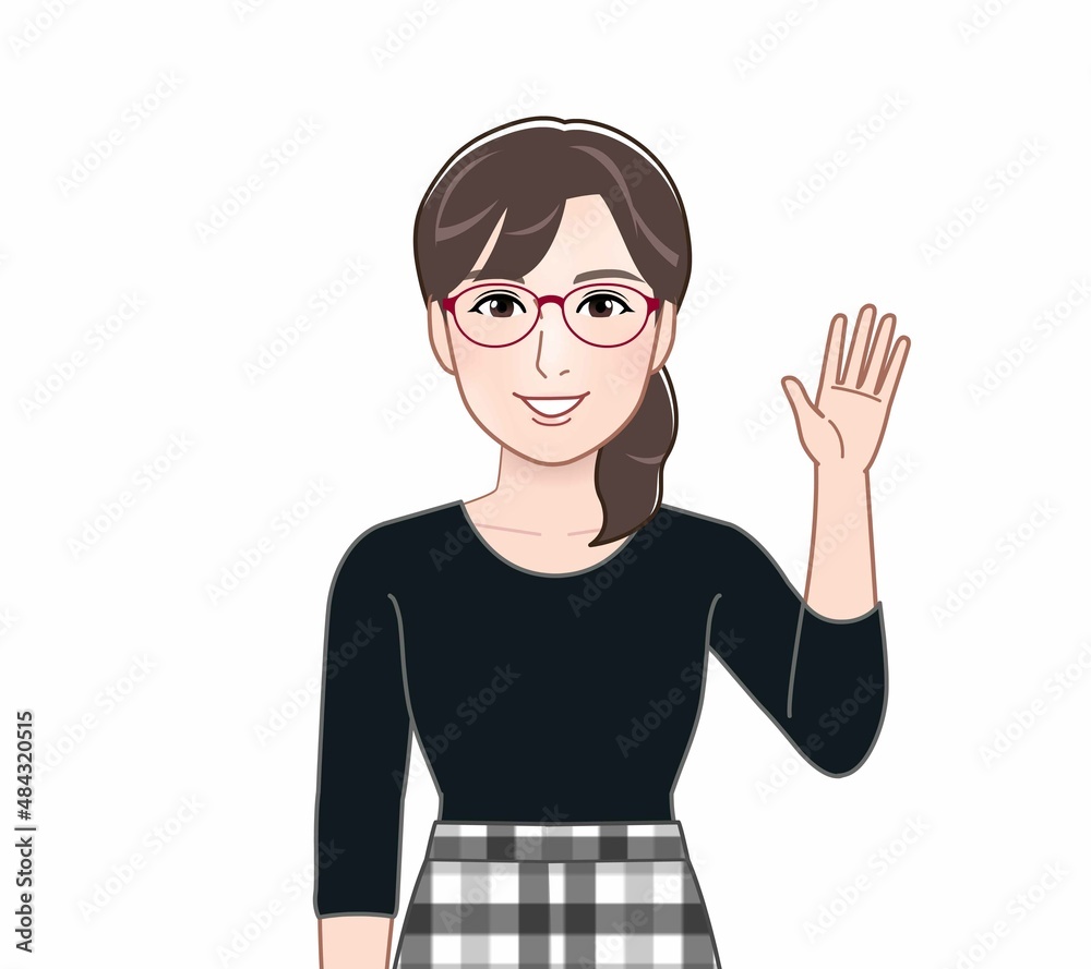 赤い眼鏡の若い女性 赤い眼鏡の若い女性