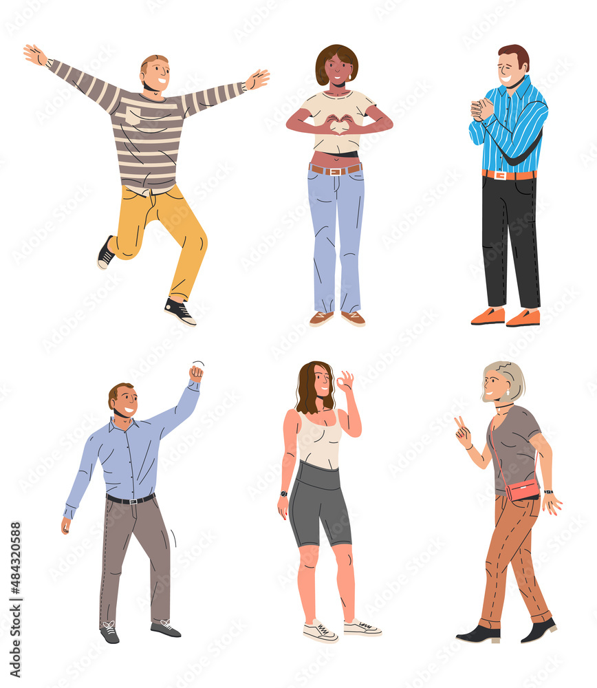 Fototapeta premium Various People Showing Positive Gestures