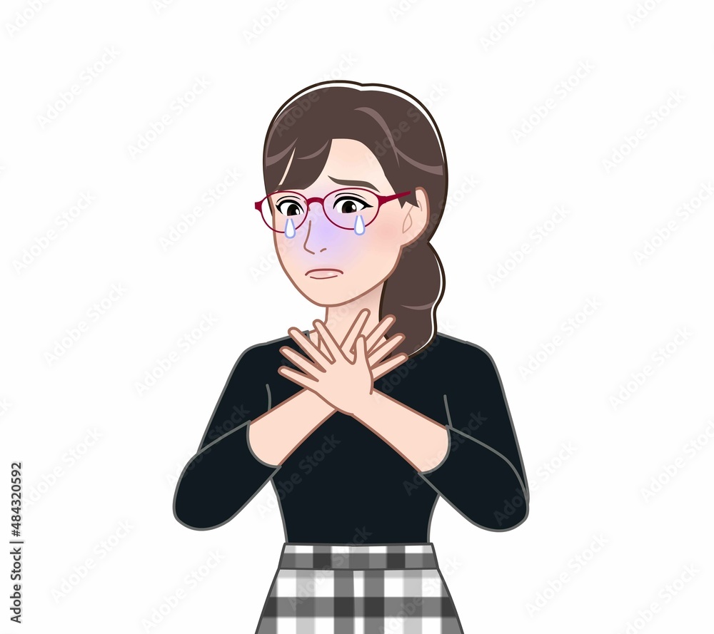 赤い眼鏡の若い女性 赤い眼鏡の若い女性