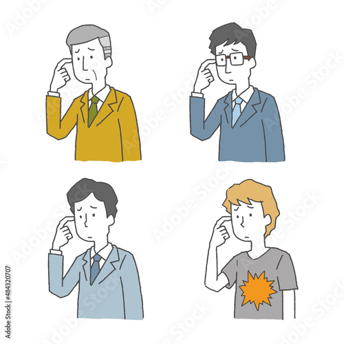 考える男性のイラストセット