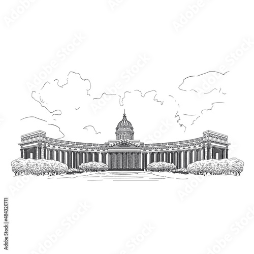 Drawing of the Kazan Cathedral in St. Petersburg
