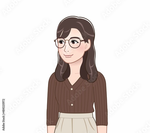 ニットを着た髪の長い女性