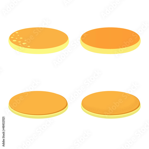 Set of single pancakes, isolated on white background, eps 10. Vector illustration, flat cartoon.