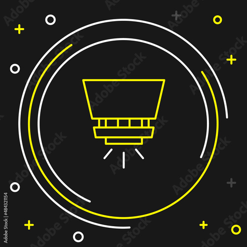 Line Fire sprinkler system icon isolated on black background. Sprinkler, fire extinguisher solid icon. Colorful outline concept. Vector