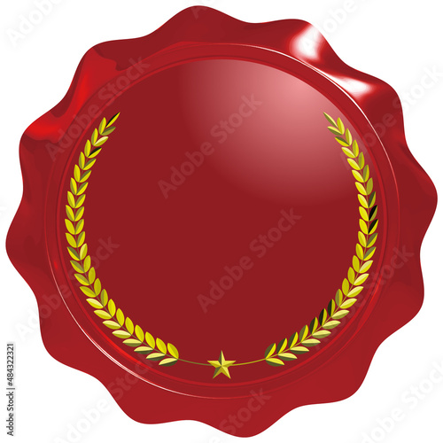 月桂樹のシールワックス風エンブレム　赤