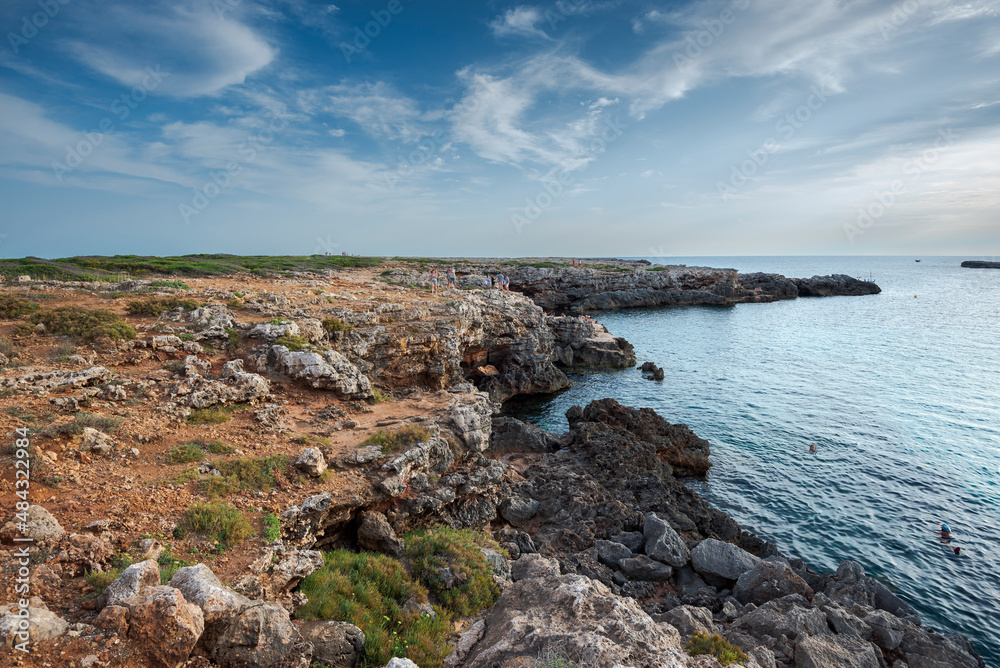 Views of Cala de la Olla, in the municipality of Sant Lluis, Menorca, Spain