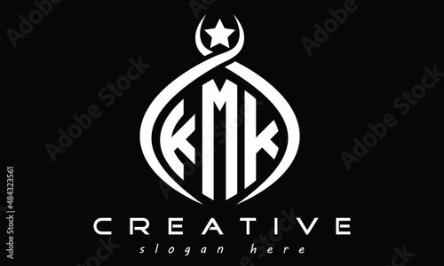 KMK three letters monogram curved oval initial logo design, geometric minimalist modern creative logo, vector template photo