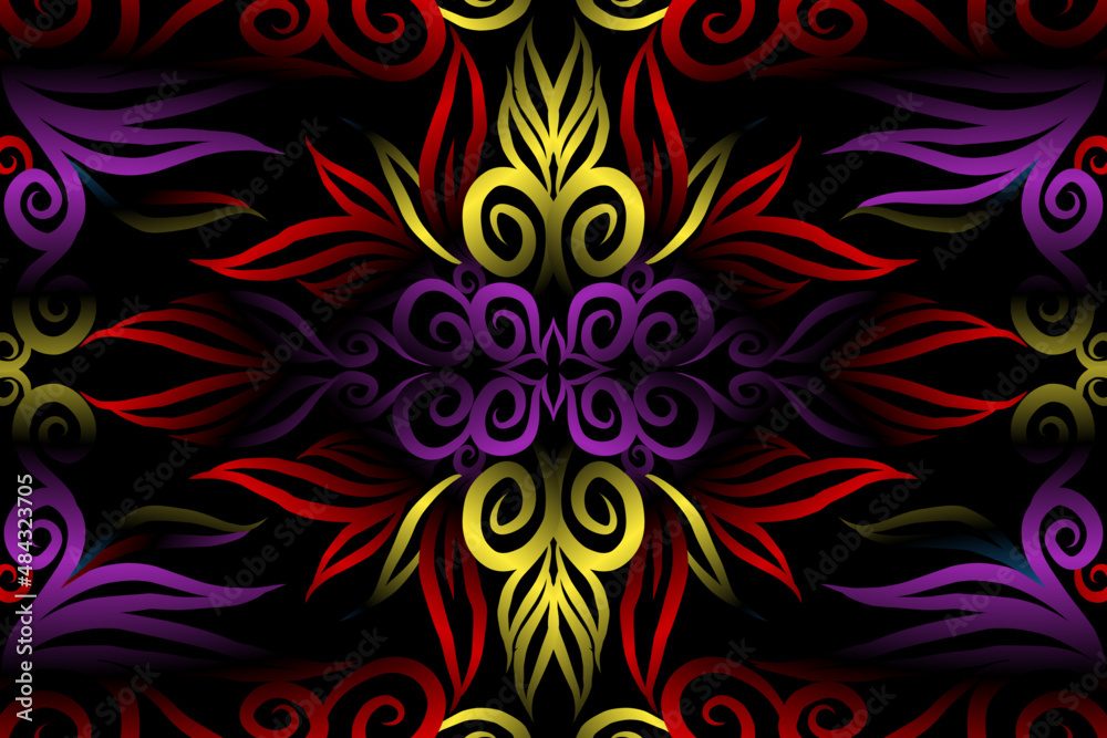 colourful caleidoscope classic gradient flower art pattern of traditional tenun batik ethnic dayak ornament for wallpaper ads background sticker or clothing colourful caleidoscope classic gradient flower art pattern of traditional tenun batik ethnic dayak ornament for wallpaper ads background sticker or clothing