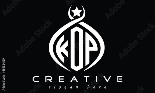 KOP three letters monogram curved oval initial logo design, geometric minimalist modern creative logo, vector template