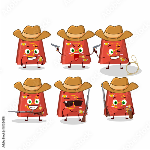 Cool cowboy red love bag cartoon character with a cute hat