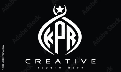 KPR three letters monogram curved oval initial logo design, geometric minimalist modern creative logo, vector template