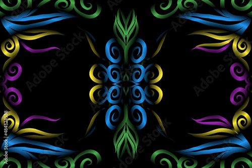 colourful caleidoscope classic gradient flower art pattern of traditional tenun batik ethnic dayak ornament for wallpaper ads background sticker or clothing
