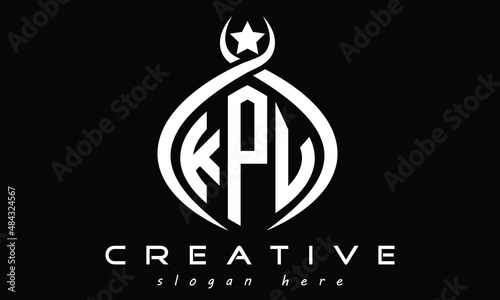 KPV three letters monogram curved oval initial logo design, geometric minimalist modern creative logo, vector template