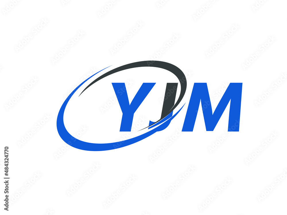 YJM letter creative modern elegant swoosh logo design