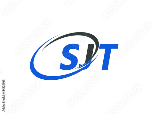 SJT letter creative modern elegant swoosh logo design