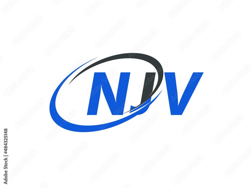 NJV letter creative modern elegant swoosh logo design NJV letter creative modern elegant swoosh logo design