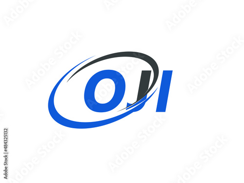 OJI letter creative modern elegant swoosh logo design