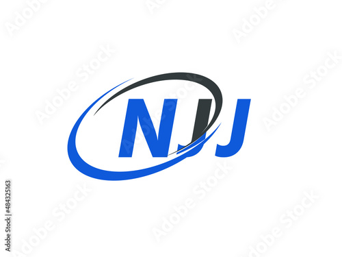 NJJ letter creative modern elegant swoosh logo design