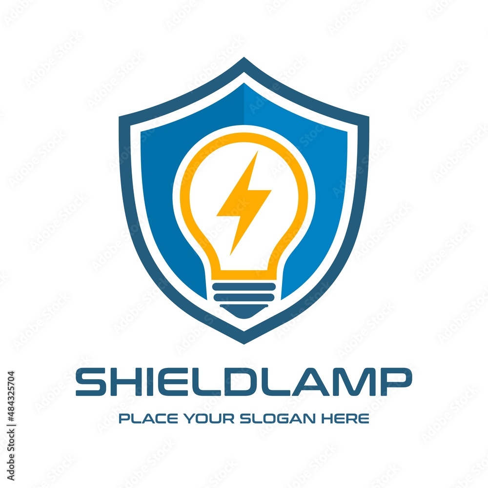 Shield lamp vector logo template. This design use protection symbol. Shield lamp vector logo template. This design use protection symbol.