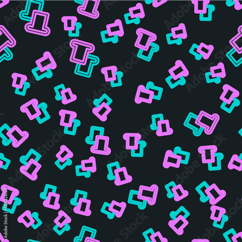 Line Bread toast for sandwich piece of roasted crouton icon isolated seamless pattern on black background. Lunch, dinner, breakfast snack. Vector