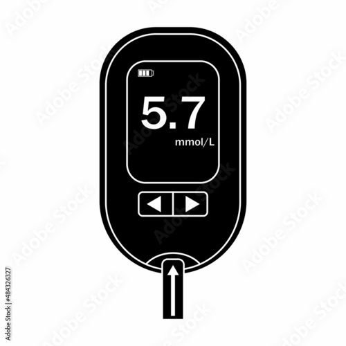 Measurement of blood glucose by the device black icon isolated vector illustration