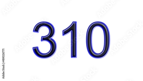 blue 310 number 3d effect white background