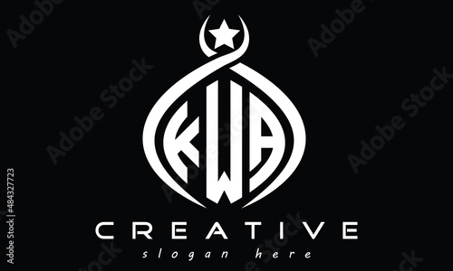 KWA three letters monogram curved oval initial logo design, geometric minimalist modern creative logo, vector template