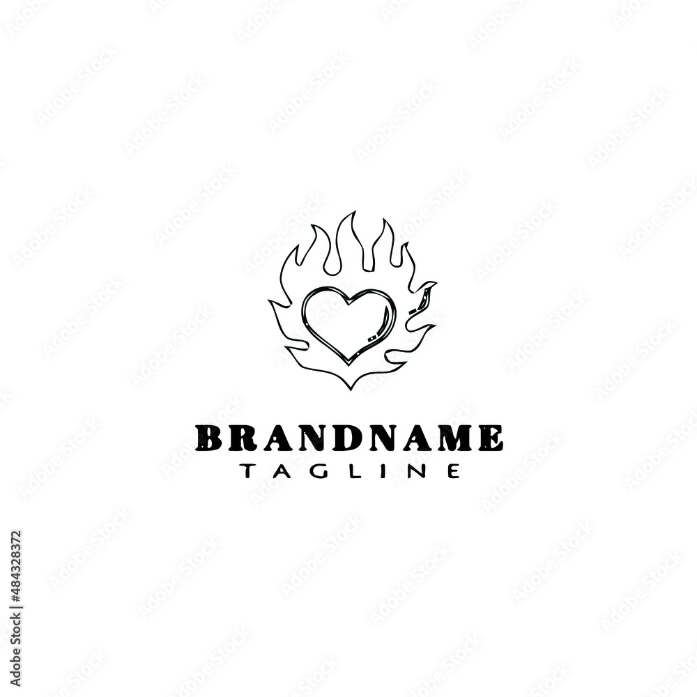 flaming heart logo design template icon black isolated vector flaming heart logo design template icon black isolated vector