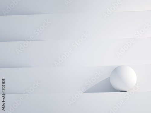 Fototapeta Naklejka Na Ścianę i Meble -  Abstract minimal white installation with sphere 3d