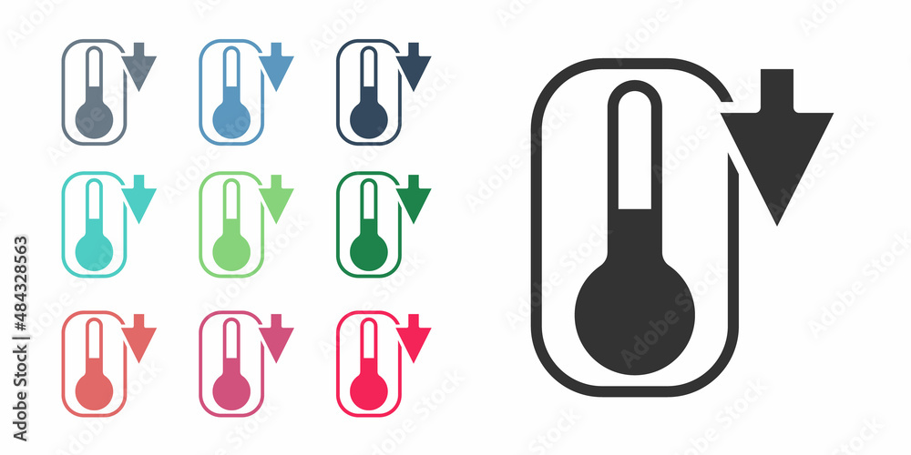 Black Meteorology thermometer measuring heat and cold icon isolated on white background. Thermometer equipment showing hot or cold weather. Set icons colorful. Vector Black Meteorology thermometer measuring heat and cold icon isolated on white background. Thermometer equipment showing hot or cold weather. Set icons colorful. Vector
