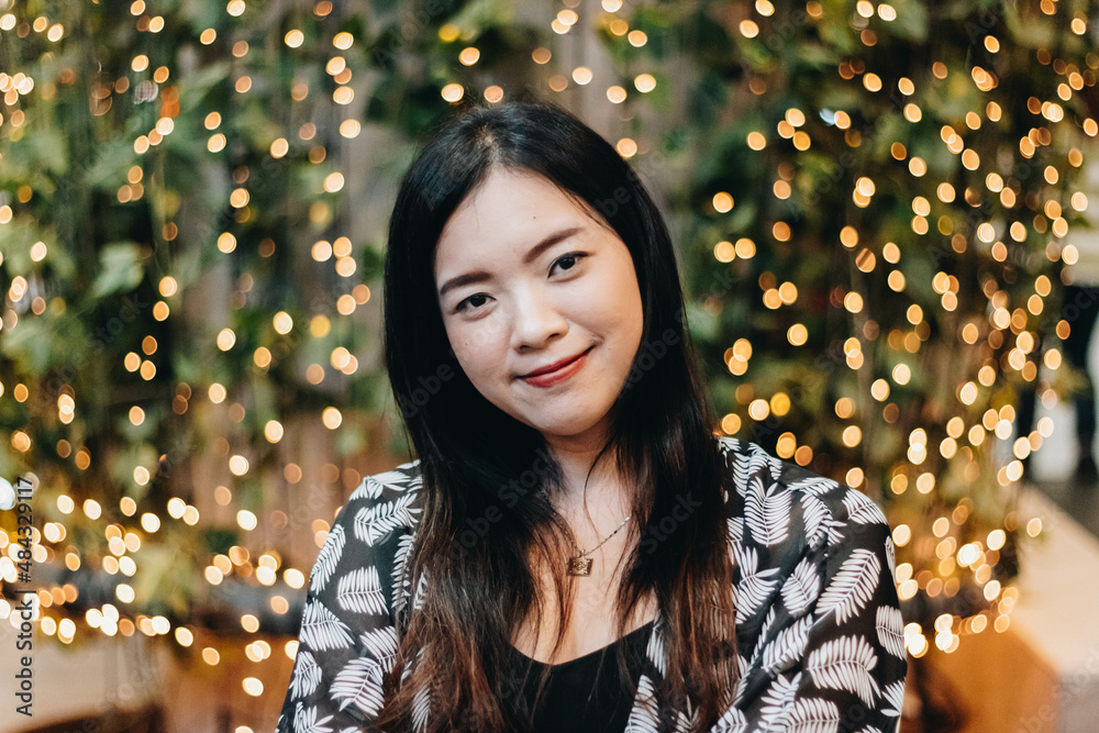 Beautiful Asian woman smiling with bokeh background. Beautiful Asian woman smiling with bokeh background.