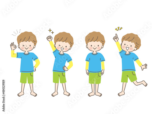 体操する男の子のイラスト素材セット