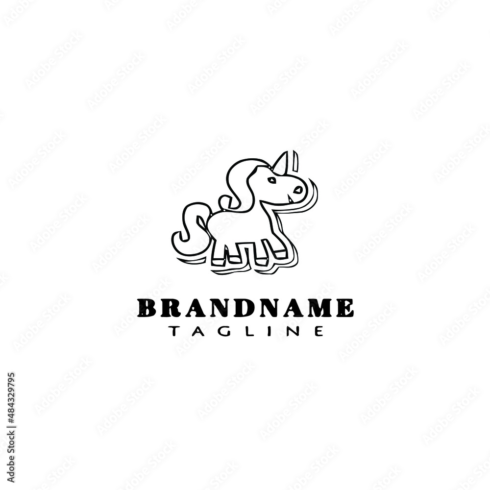 unicorn logo cartoon icon design template black isolated creative illustration