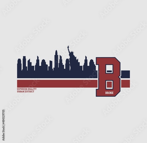 Typography Bronx, for t shirt design vector illustration,element college apparel products. 