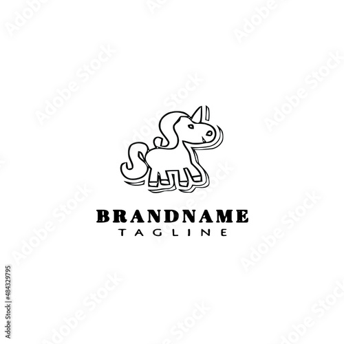unicorn logo cartoon icon design template black isolated creative illustration © darul