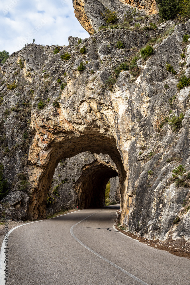 Tunnel hole at Serrania de Cuenca in Spain near Cuenca and Fuertescusa. Door to hell