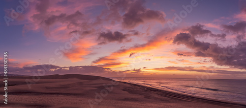 Landscape with Maspalomas sand dunes at sunrise  Gran Canaria  Canary Islands  Spain