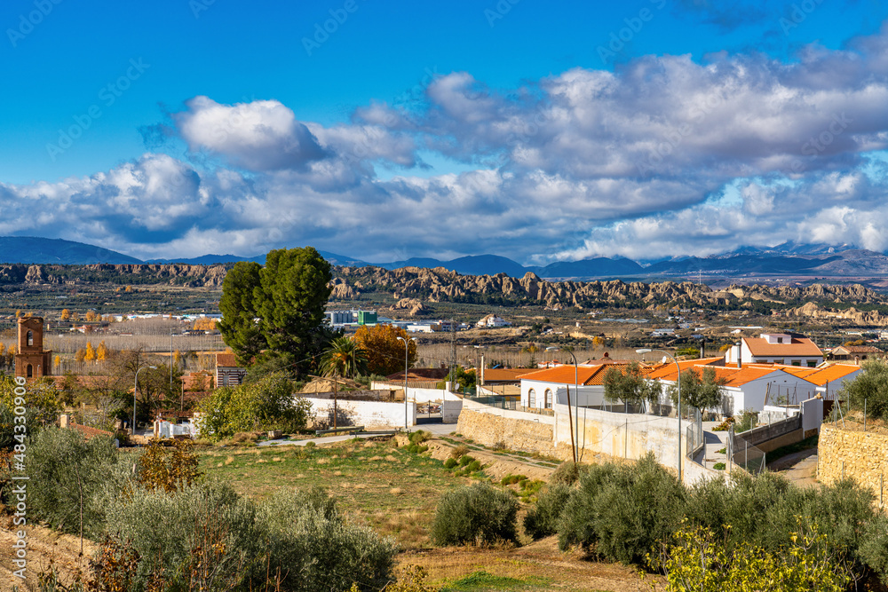 View of Guadix in the Sierra Nevada, province of Granada, Andalusia, Spain.