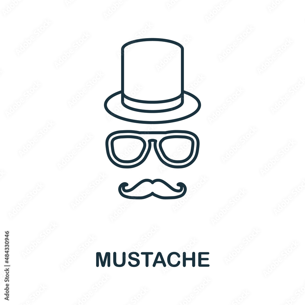 Mustache icon. Line element from party icon collection. Linear Mustache icon sign for web design, infographics and more. Mustache icon. Line element from party icon collection. Linear Mustache icon sign for web design, infographics and more.