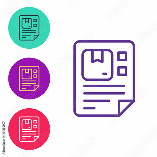 Set line Waybill icon isolated on white background. Set icons colorful. Vector
