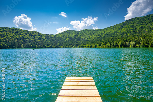 Tableau sur toile Nature view during the summer over the volcanic Lake Saint Ana (Lacul Sfanta Ana) from Transylvania, Romania, located in the middle of a volcano