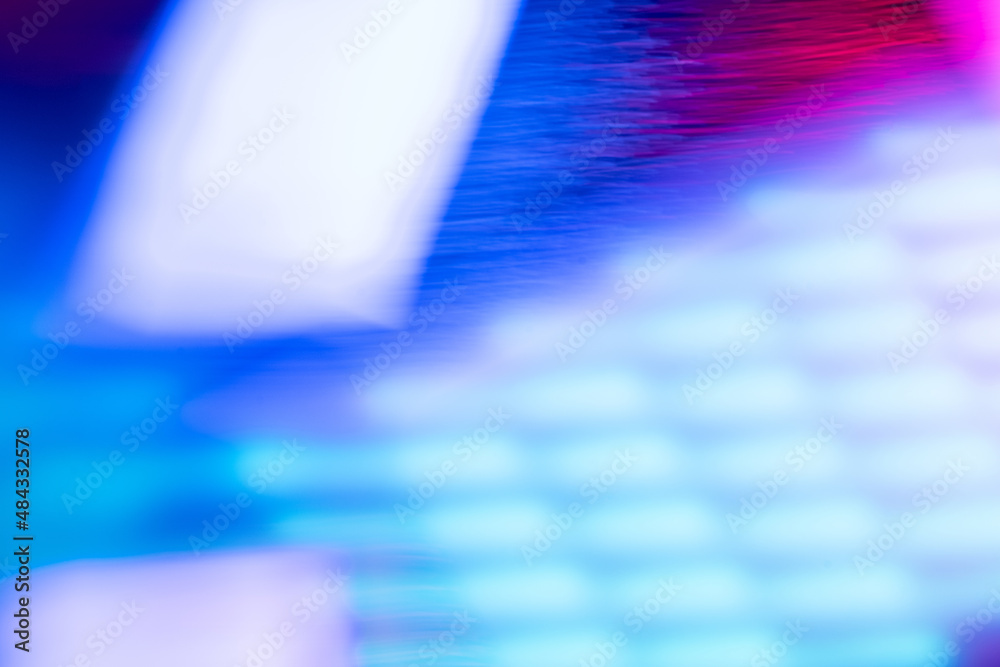 Blur led light. Fluorescent background. Ultraviolet radiance. Defocused neon blue white red pink color glow abstract pattern overlay. Blur led light. Fluorescent background. Ultraviolet radiance. Defocused neon blue white red pink color glow abstract pattern overlay.
