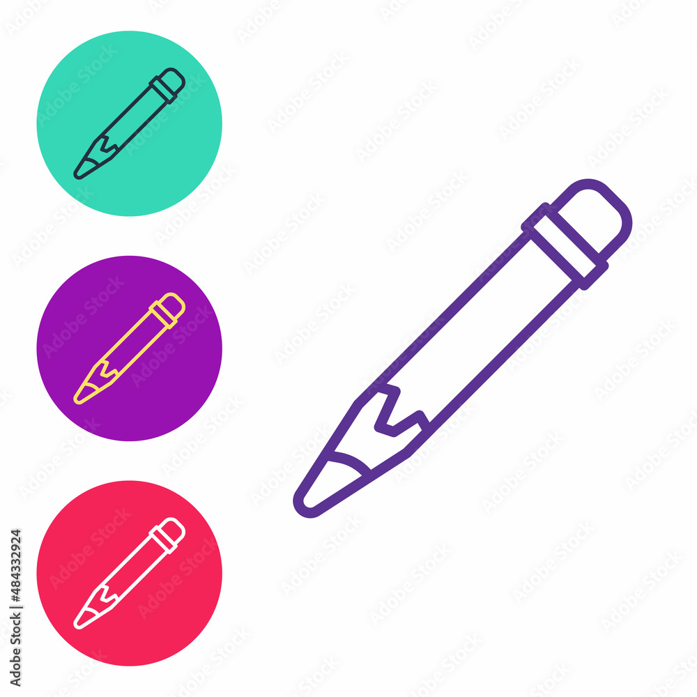 Set line Pencil with eraser icon isolated on white background. Drawing and educational tools. School office symbol. Set icons colorful. Vector Set line Pencil with eraser icon isolated on white background. Drawing and educational tools. School office symbol. Set icons colorful. Vector