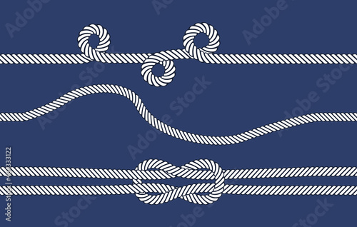 Marine rope knot seamless pattern. Marine rope and sailors ship knot, cord sailor borders, knot sail, package rope seamless. For fabric, wallpaper, wrapping vector illustration