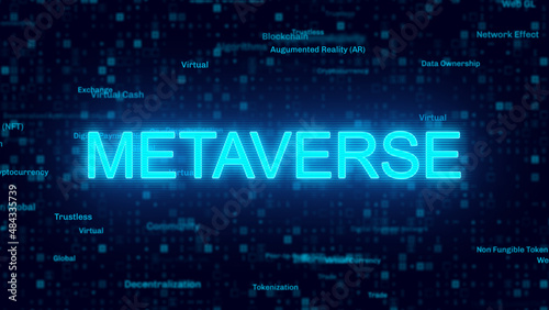 Metaverse - Web 3.0 related words digital futuristic background
