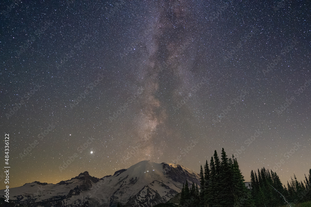 Mount Rainier under the stars
