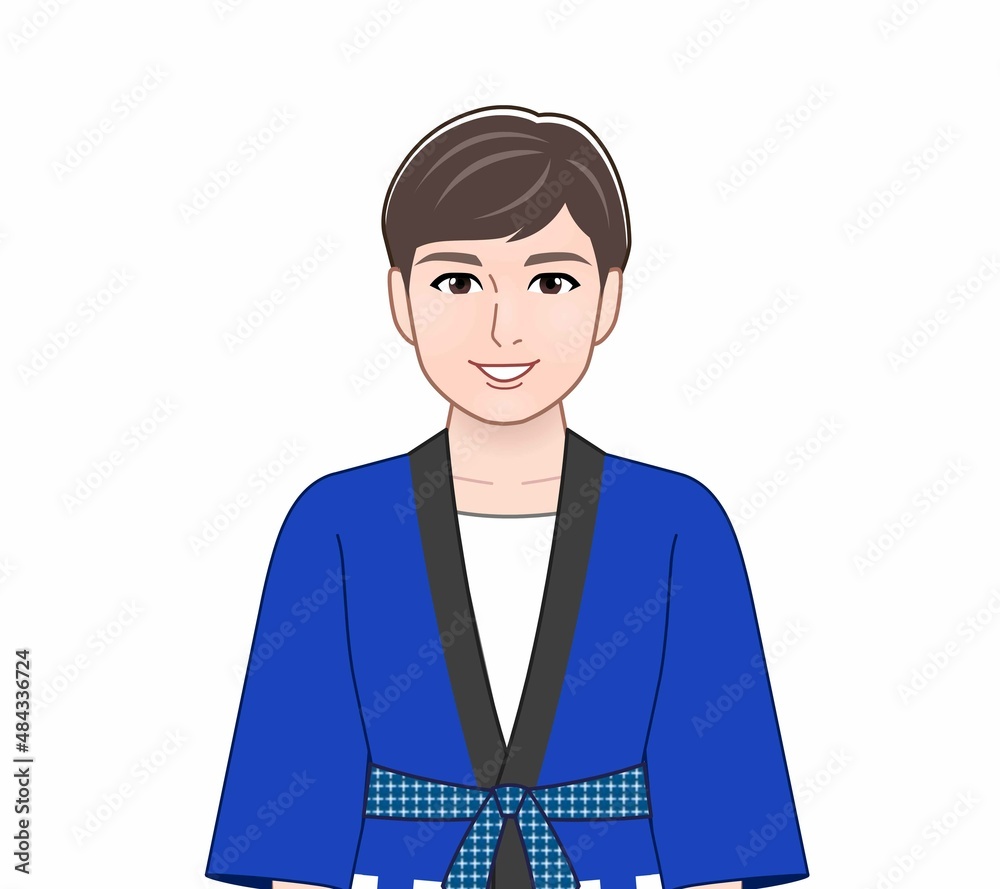 祭りの準備をする若い男性